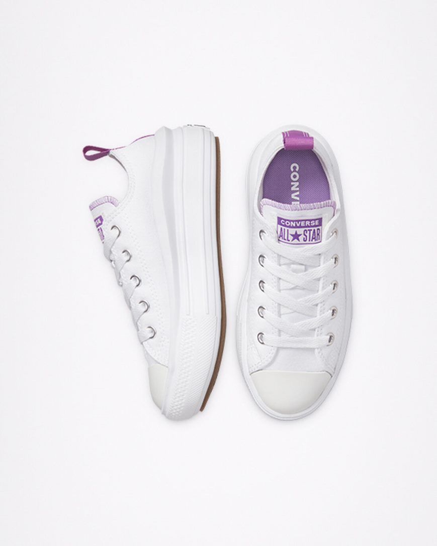 Zapatos Plataforma Converse Chuck Taylor All Star Move Bajas Niña Blancas Moradas Blancas | PE W27540